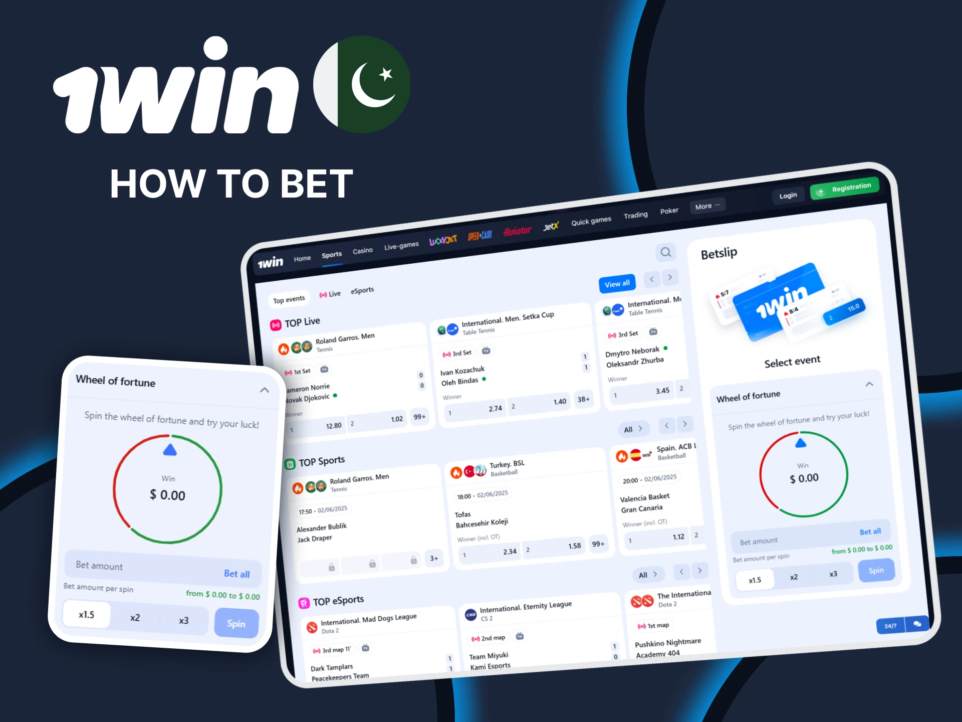 Step-by-step guide on how to place bets quickly and easily on the official 1win Pakistan website.