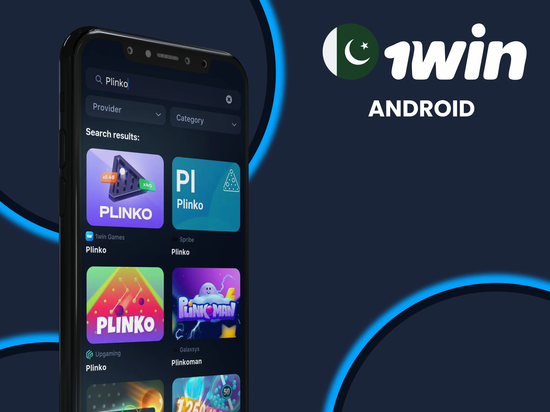 Download the 1win app to play Pilnko on Android devices.