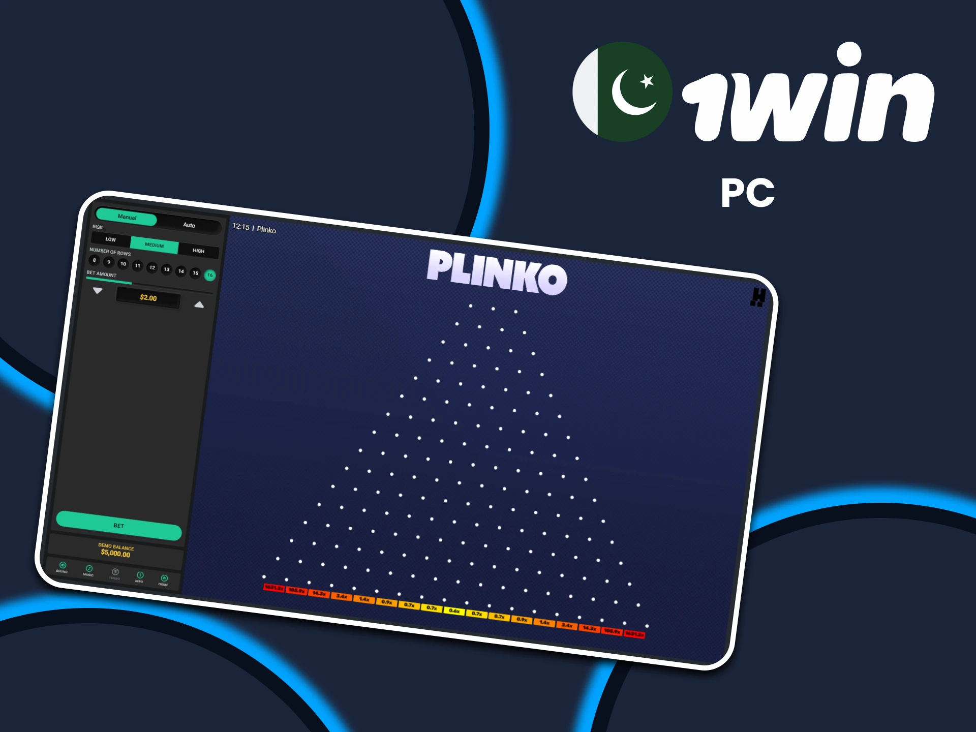 Play the PC version of Plinko from 1win.