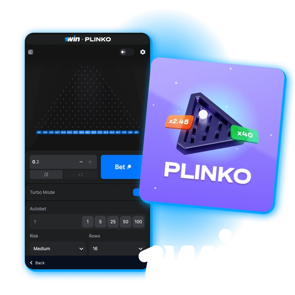 Play the popular game Plinko in the online casino 1win.
