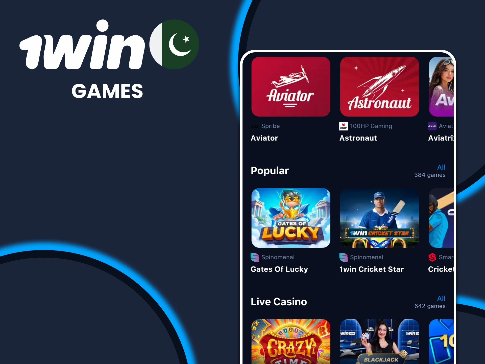 Visit the games section in the 1win application.