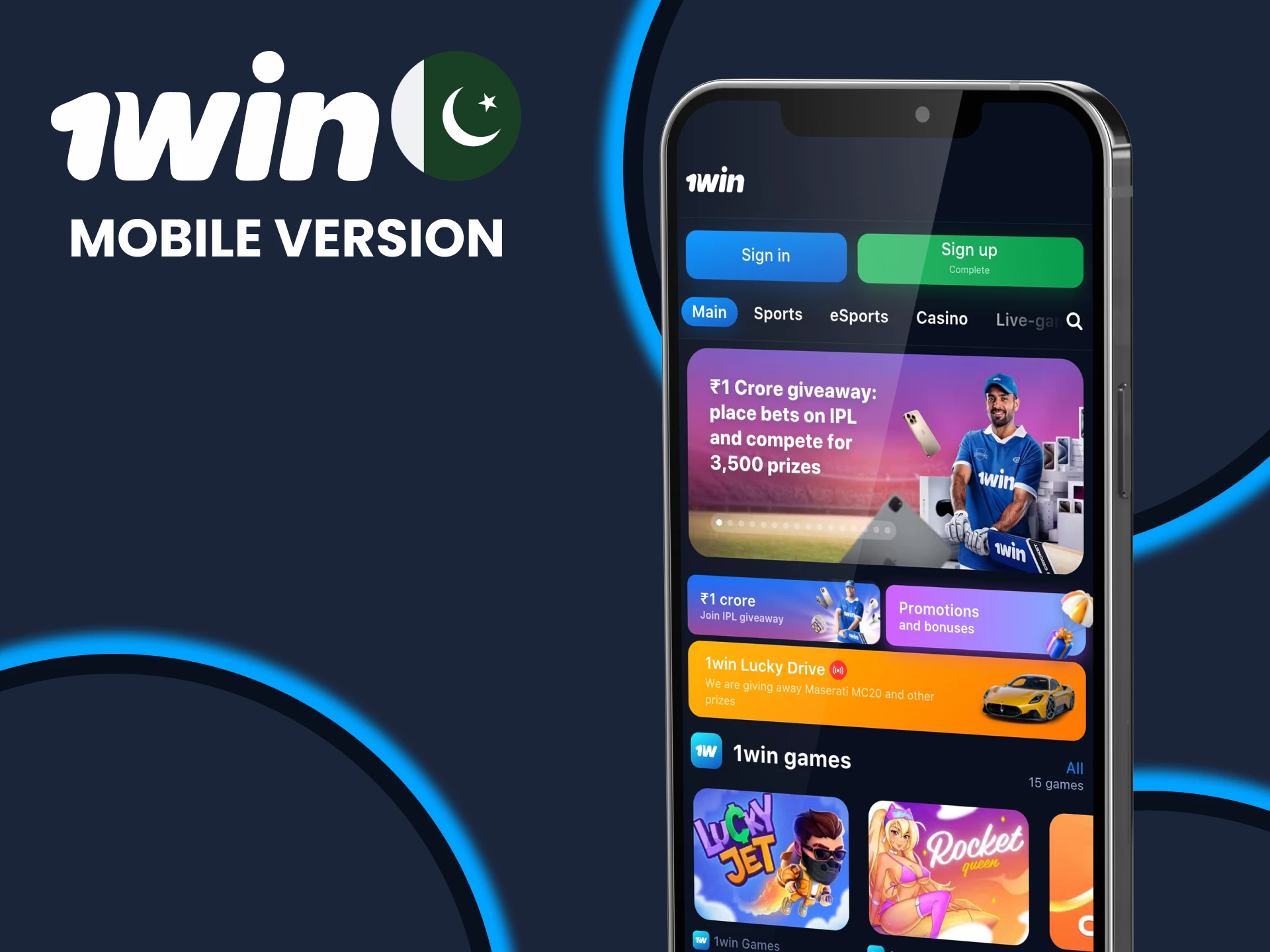 Visit the mobile version of the 1win website.