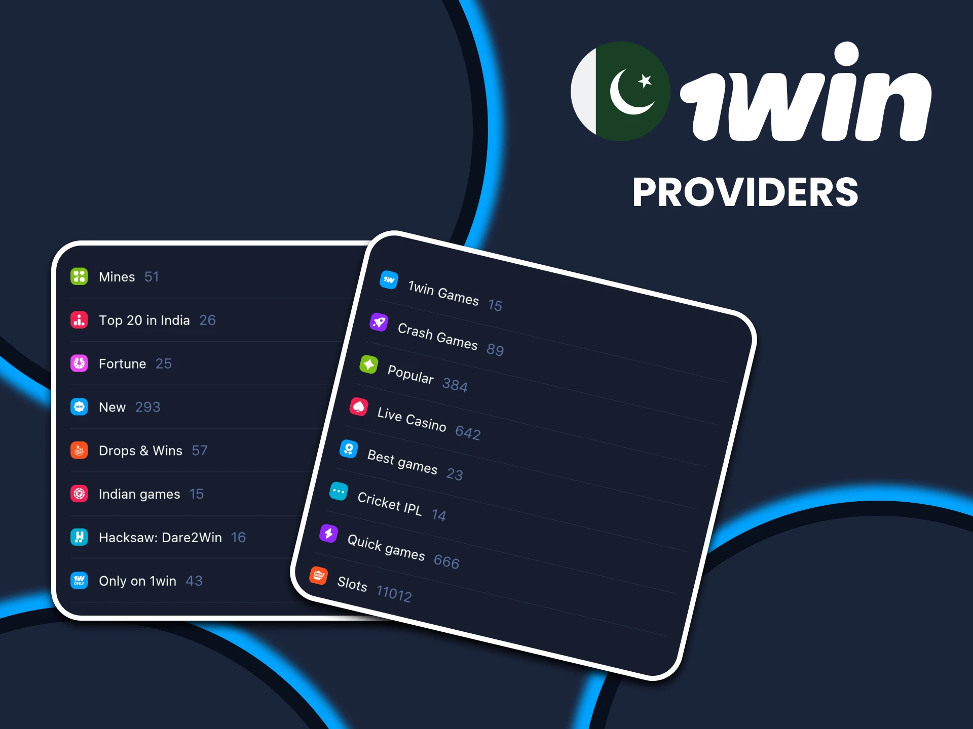 You will find many providers in the 1win app.