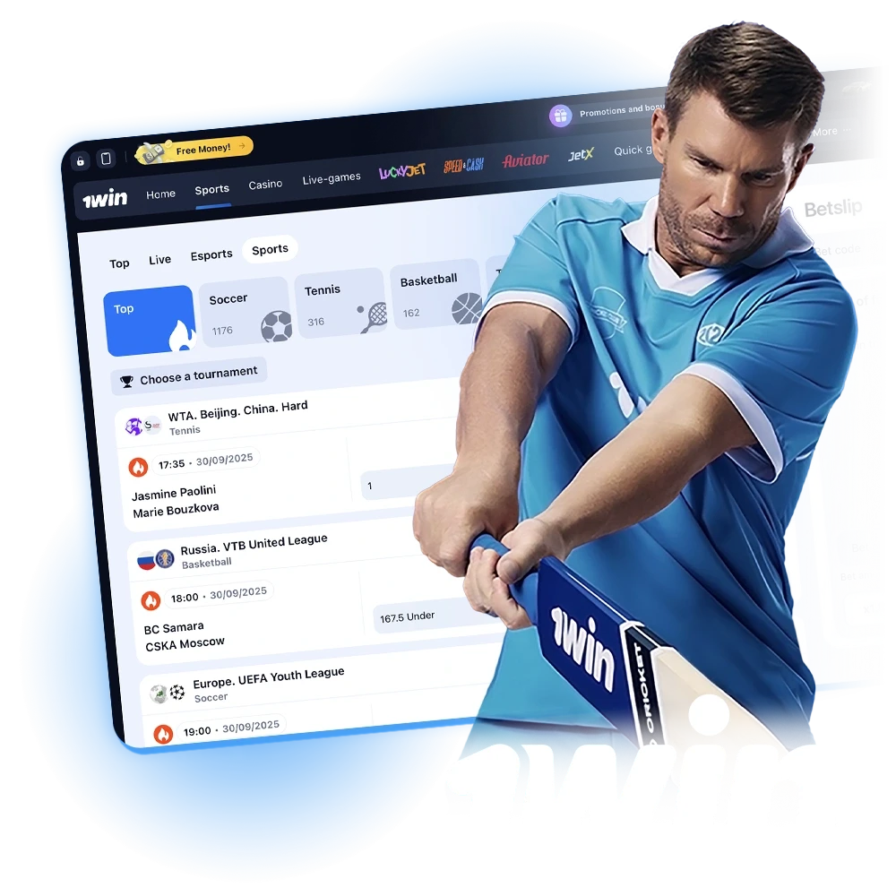 Start your 1win experience with David Warner today.
