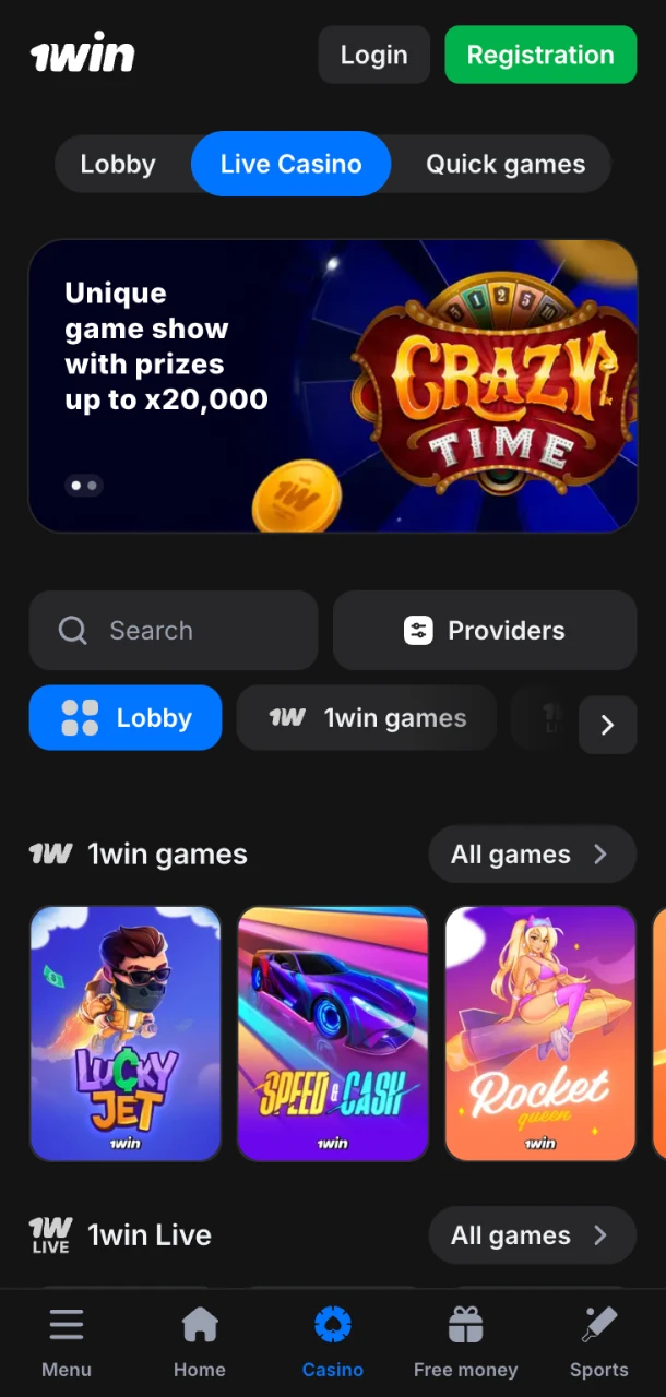 Feel the thrill of live games at 1Win.